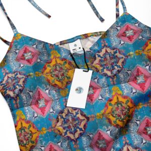 Tie-Strap Midi Dress with Floral Azulejo Tile Design