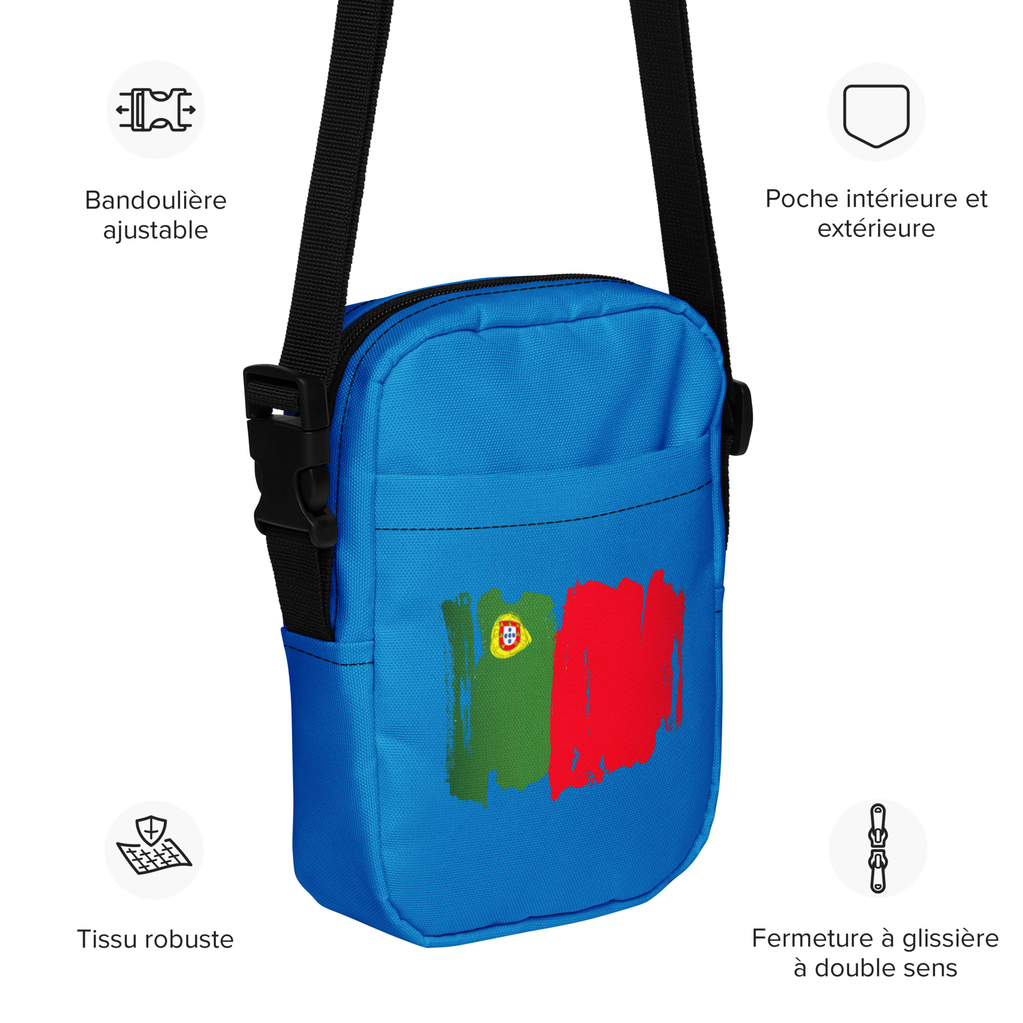 Utility Crossbody Bag – Marine Blue with Portugal Flag Design - Image 7