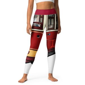 Yoga Leggings with Red Tram Design