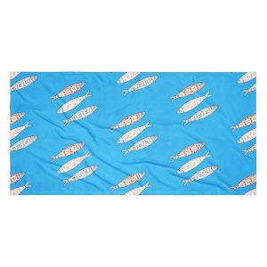 Sky Blue Towels with Decorative Lisbon Fish Design