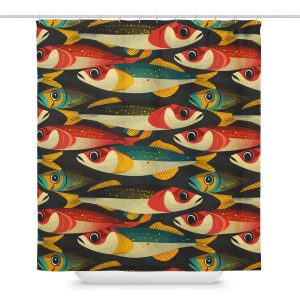 Shower Curtain with Sardine Design