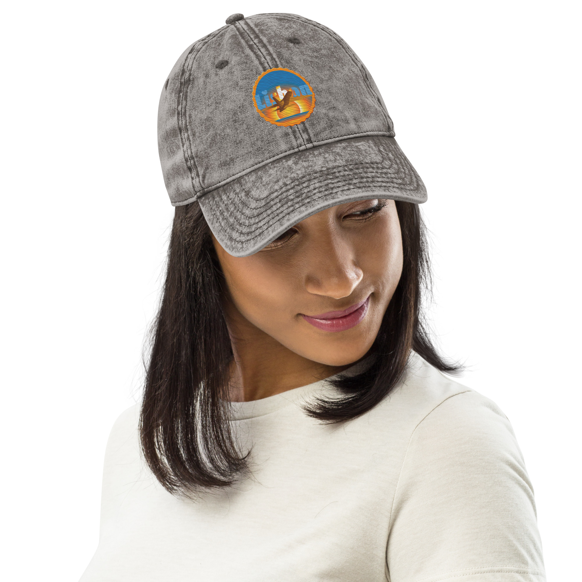 Vintage Cotton Twill Cap with Lisbon Embroidery Design - Image 4
